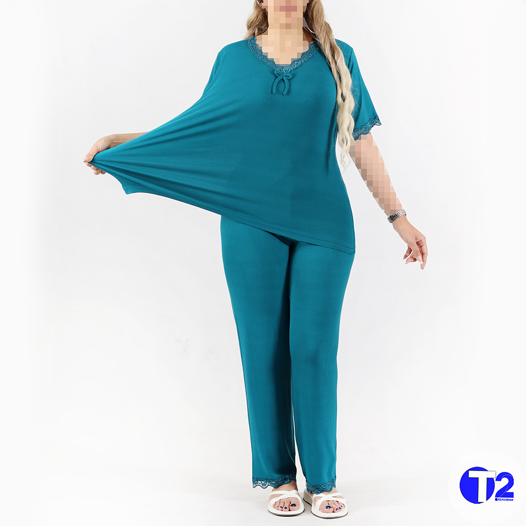 ست تیشرت وشلوار گیپوردار پاپایا (3489)