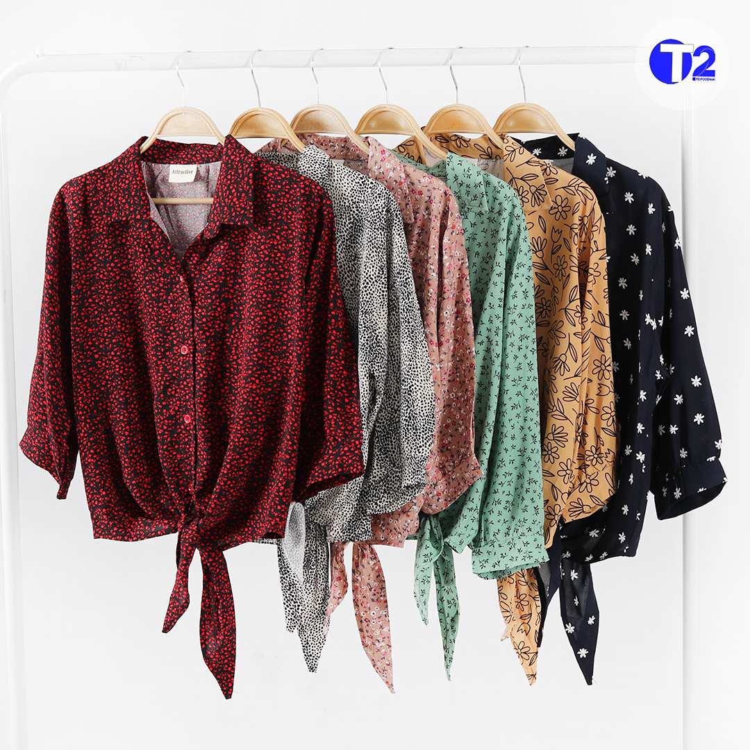 شومیز گره ای گل ریز وارداتی (3518)