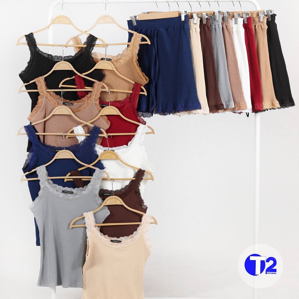 ست تاپ وشورتک گیپوری 9رنگ (3161)