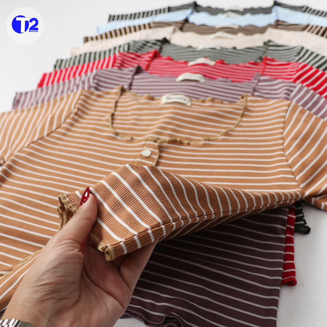 تیشرت کراپ رینگی ژورخورده برشکا پک 5 عددی-یک رنگ تکرار(3501)