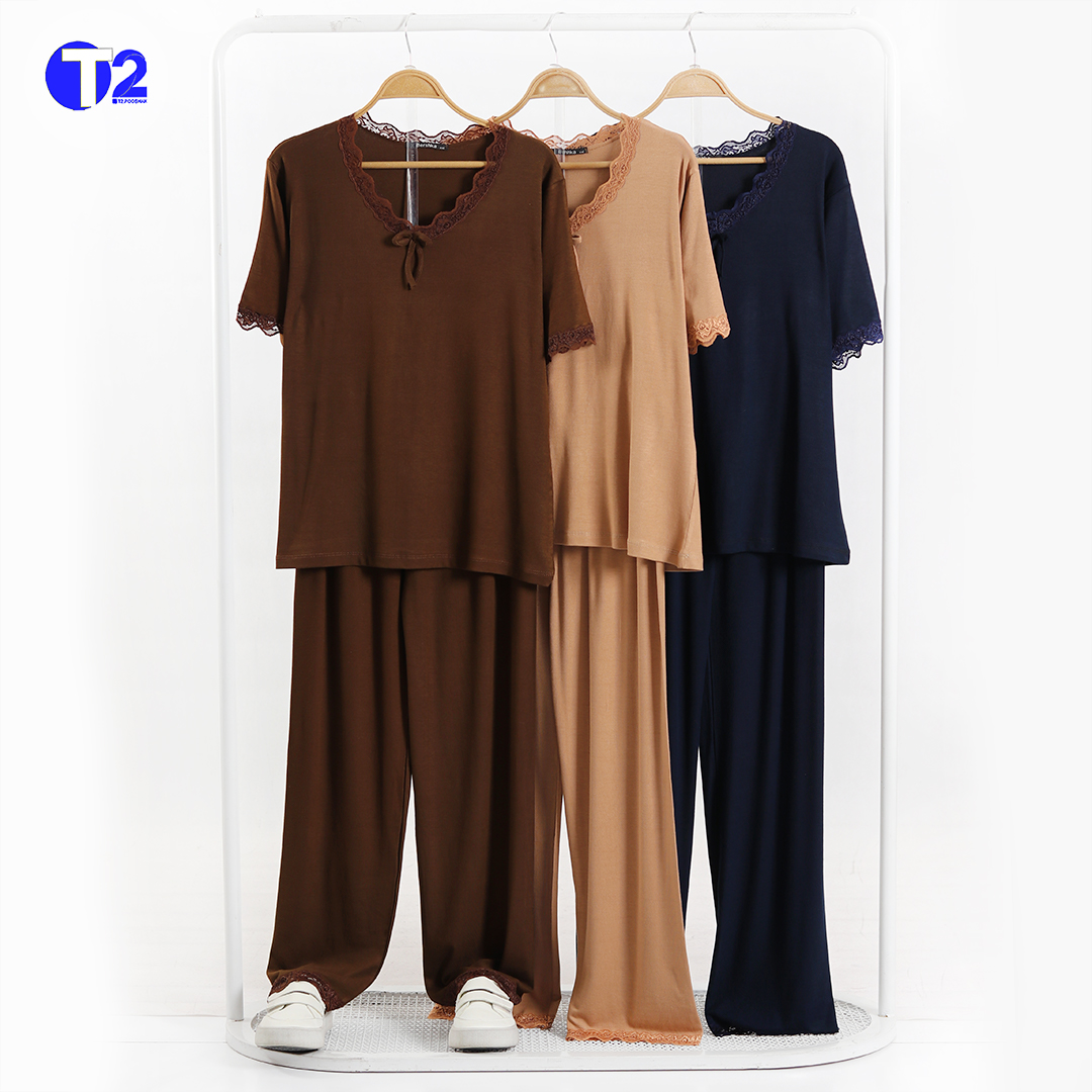 ست تیشرت وشلوارقواره دار پاپایا گیپوری (3489)