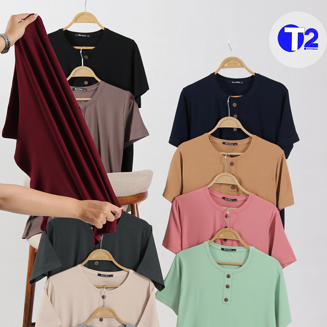 تیشرت جلو دکمه بیگ سایزبرشکا (3427)