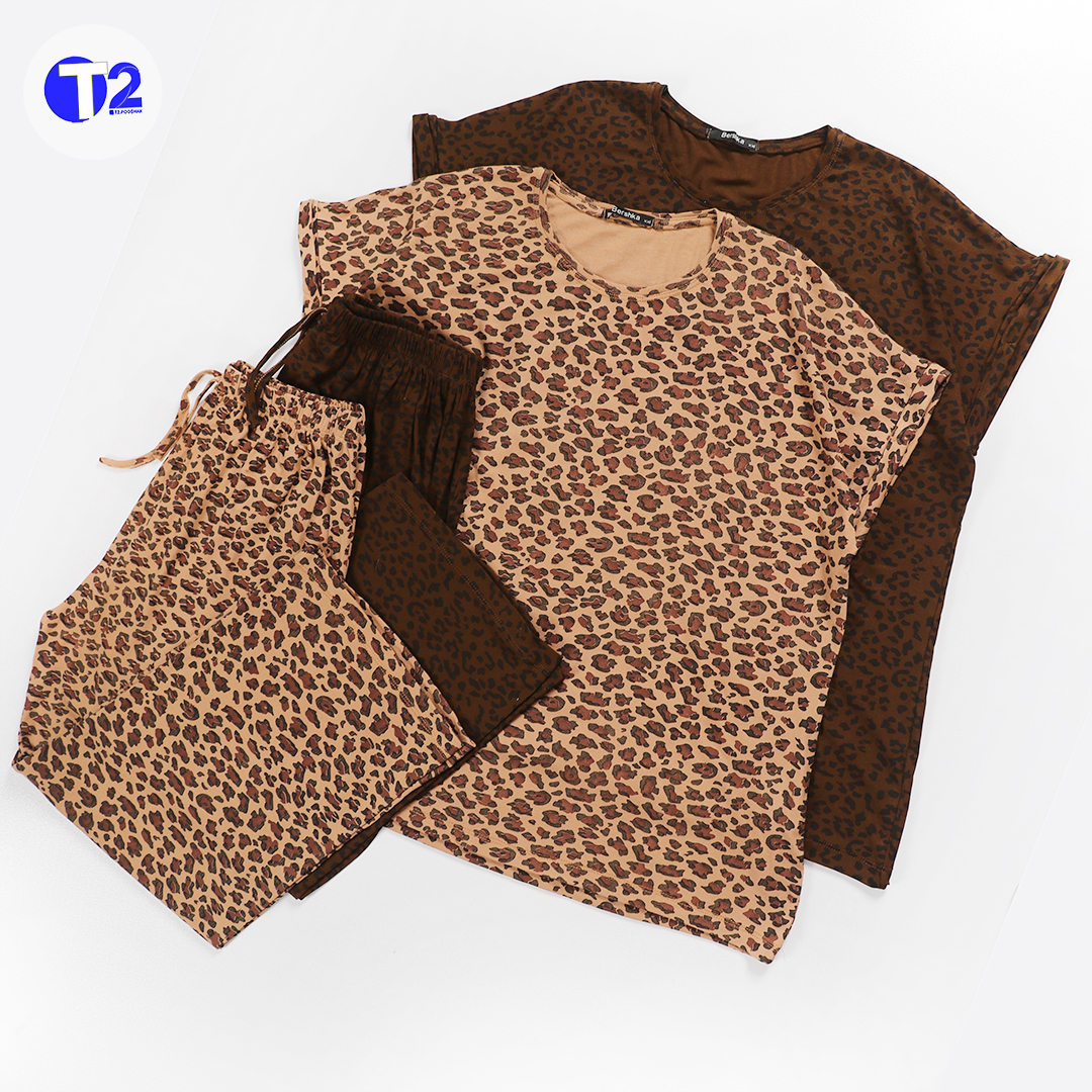 ست تیشرت وشلوار پلاس سایز پلنگی (3500)
