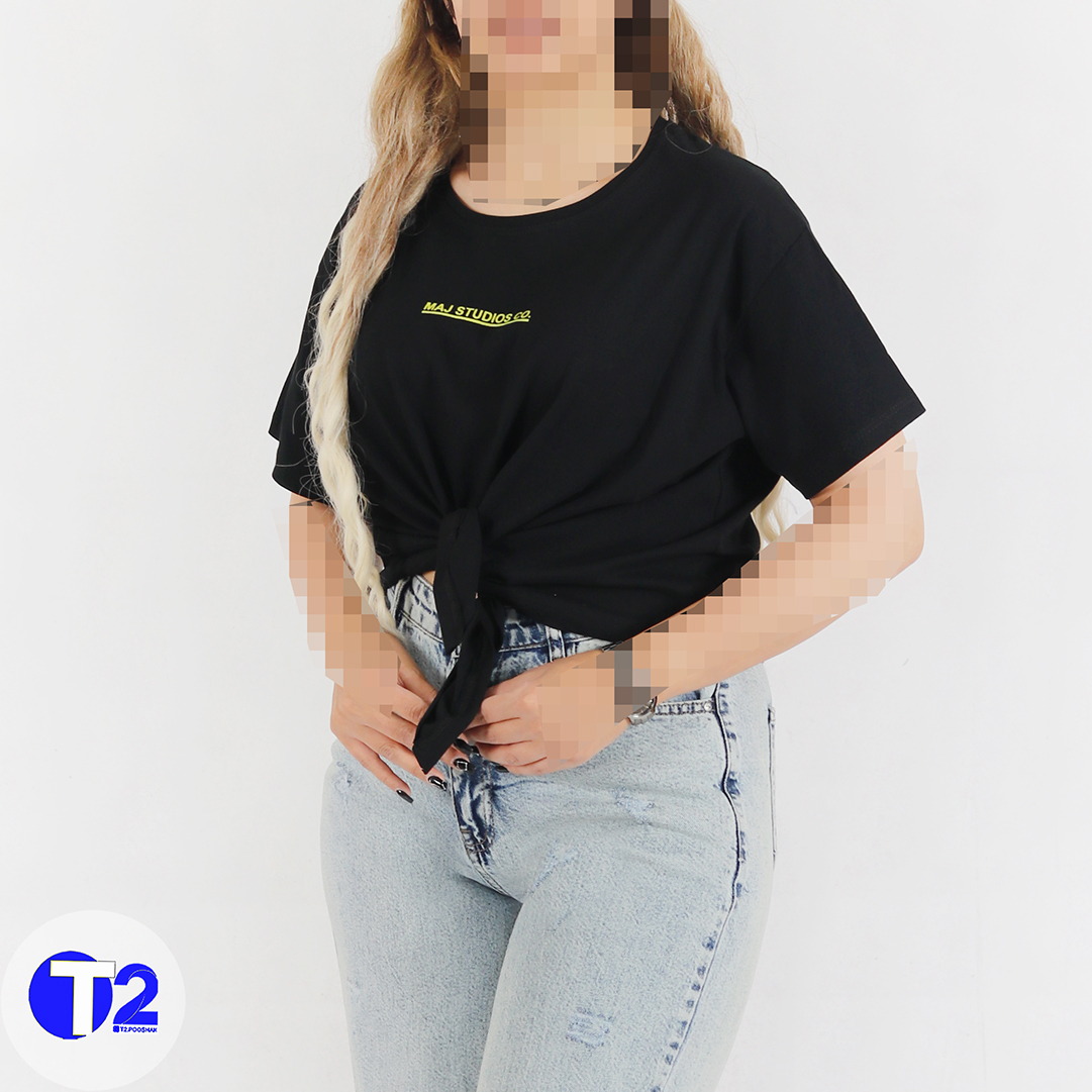 تیشرت پایین گره چاپ ماج (3413)