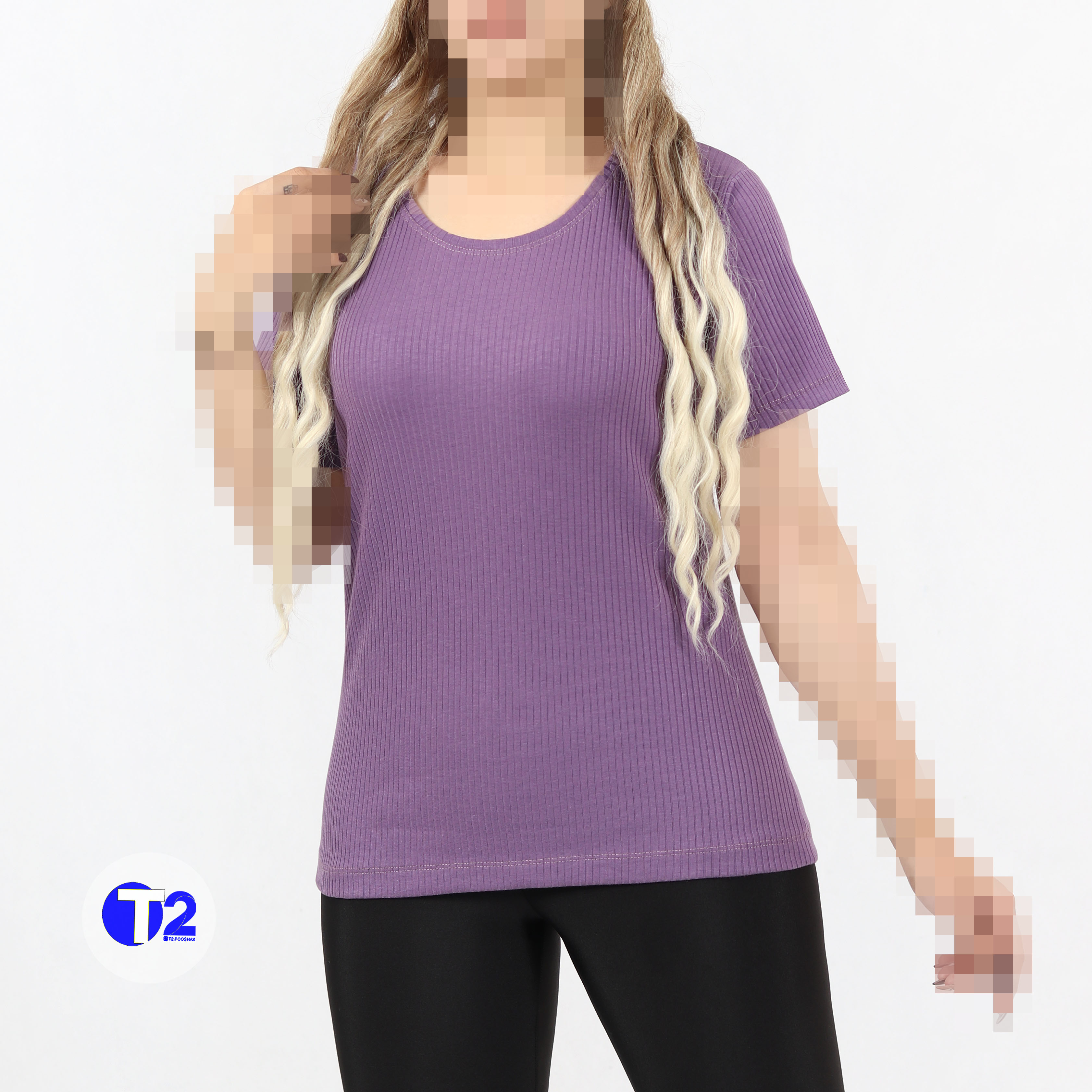 تیشرت یقه گرد کرکره هفت رنگ(3121)