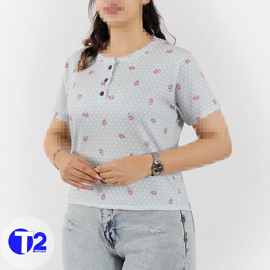 تیشرت ریپس دکمه دار (3590)