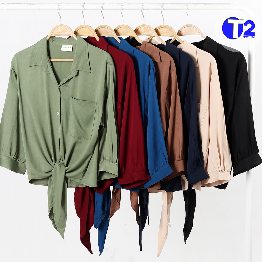 شومیز نخی پایین گره ساده پارچه وارداتی(3505)