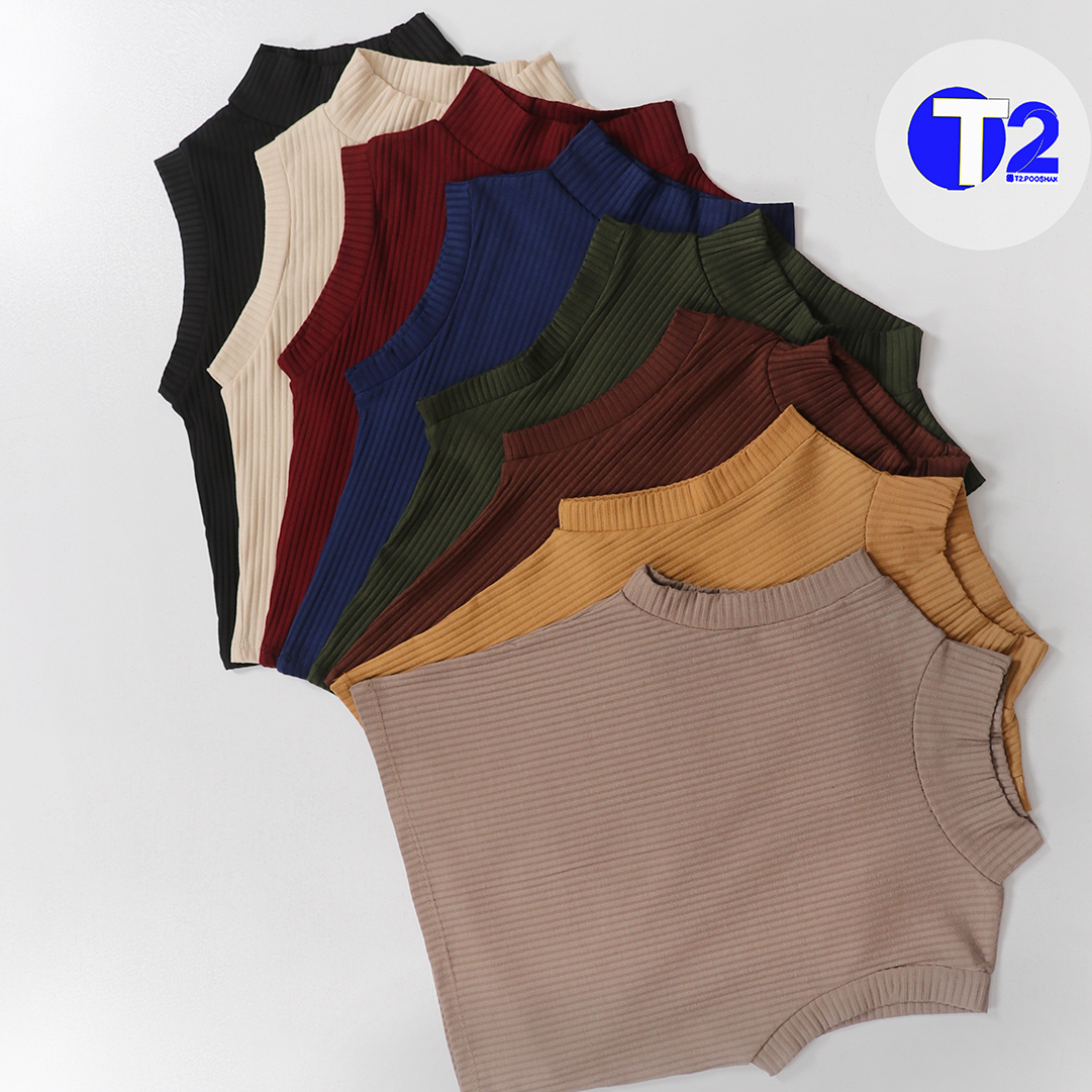 کراپ تاپ یقه ایستاده کرکره(3617)