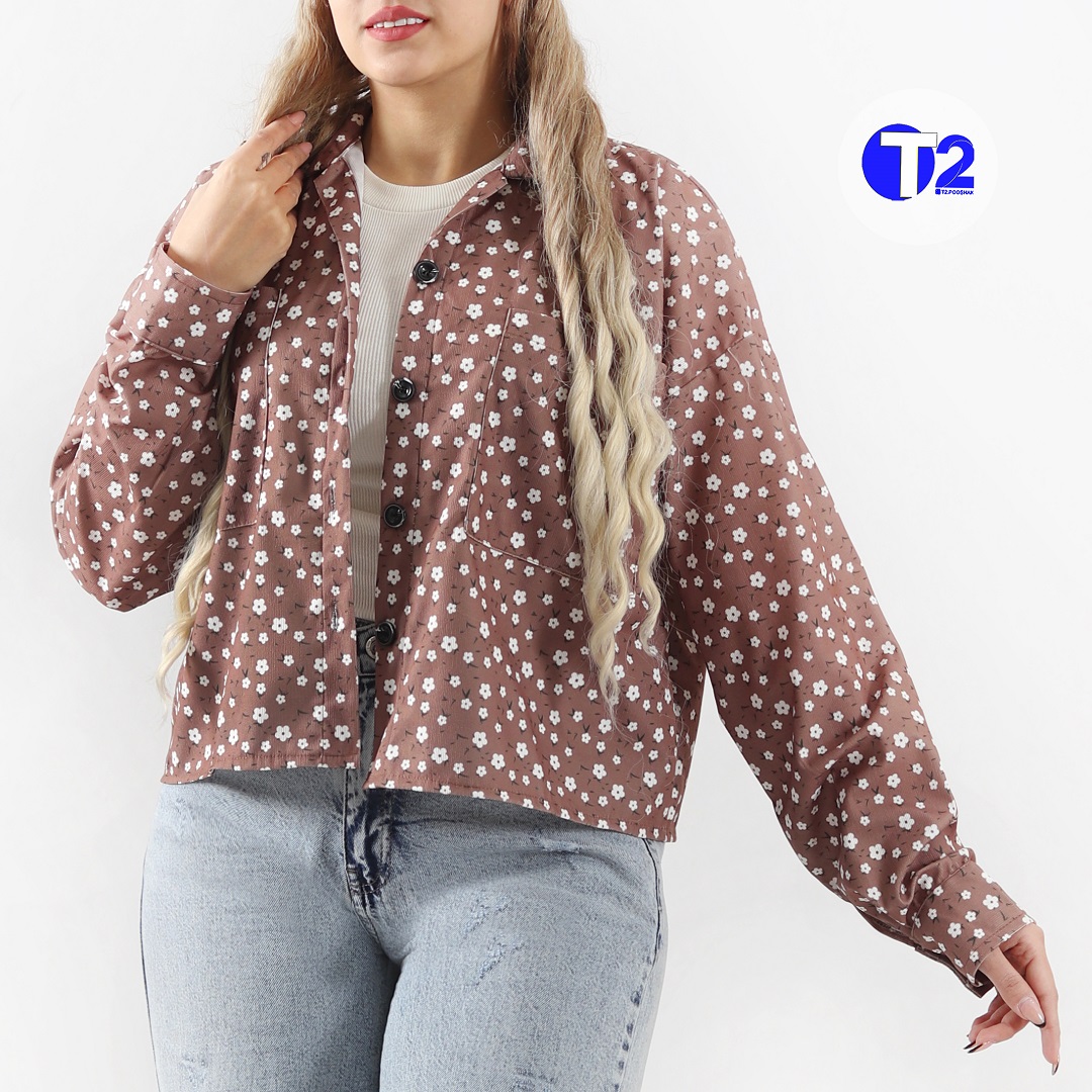 شومیز مانتومخمل کبریتی گلدار سوپرلش (3181)