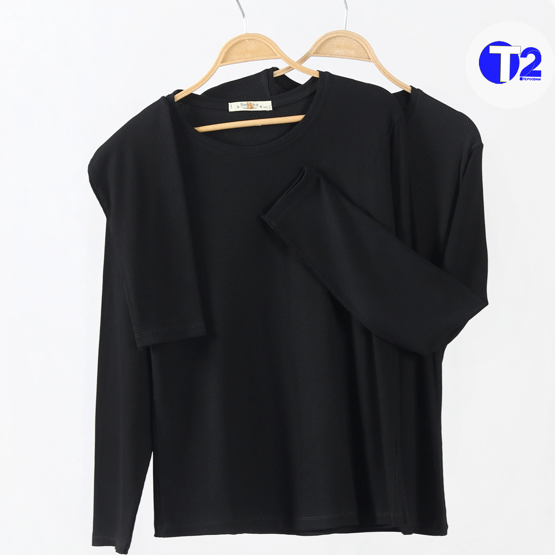 بلوز بیگ سایزبرشکا  گرم بالا تک مشکی ساده(3241)