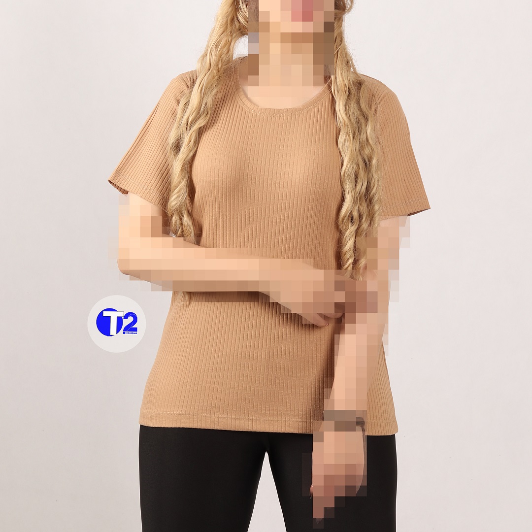 تیشرت یقه گرد کرکره 3رنگ کپشن(3364)