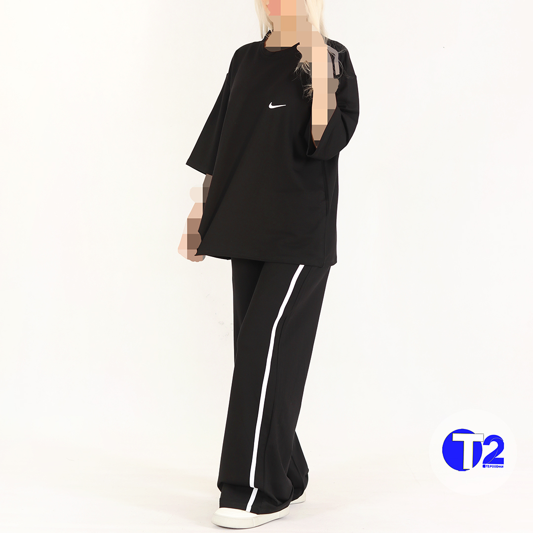 ست تیشرت وشلوار گلکسی نوار رنگی (3382)