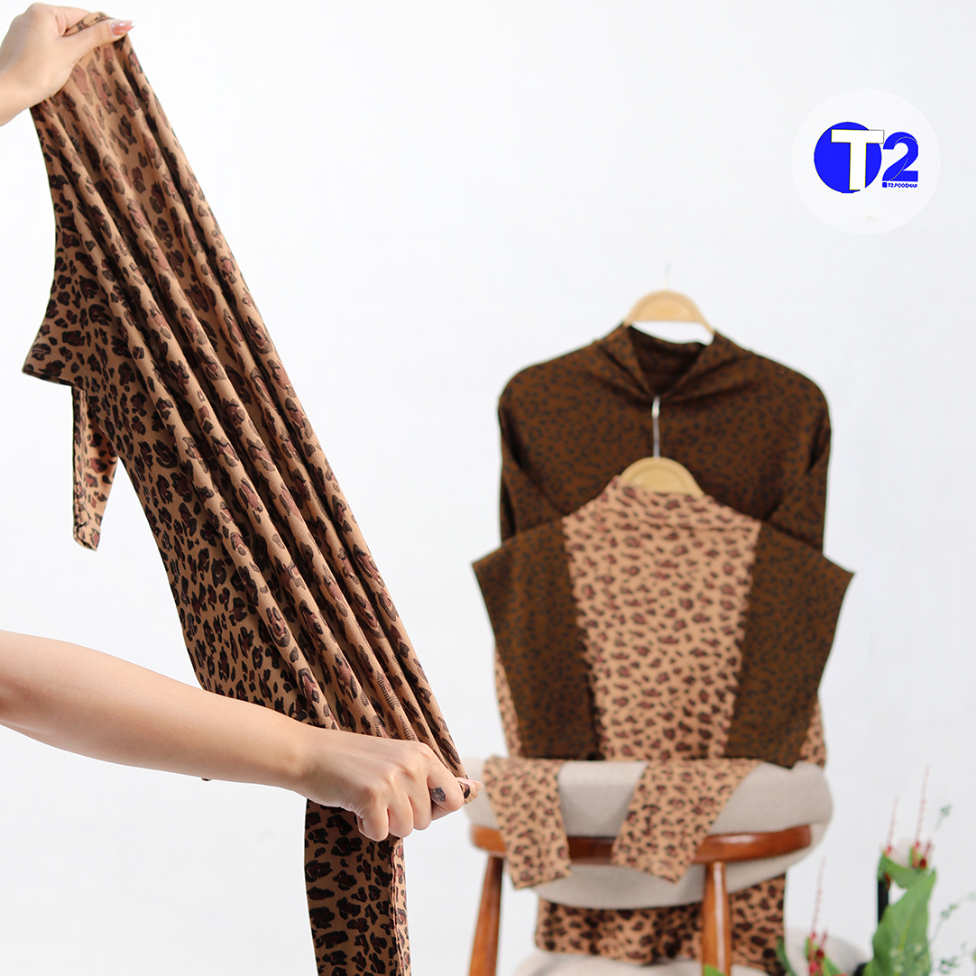 بلوز پاپایا پلنگی یقه ایستاده (3634)