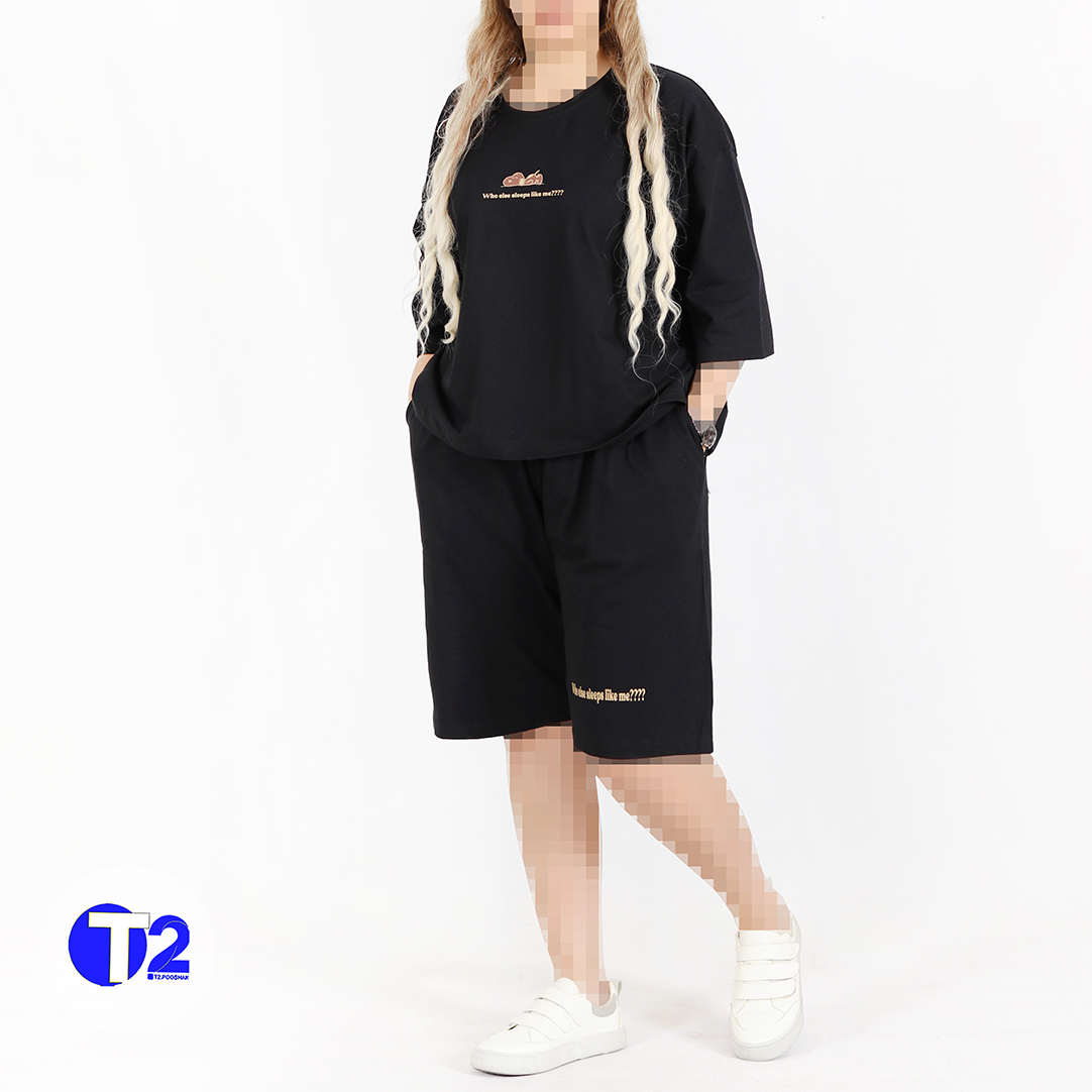 ست تیشرت فول باکسی وشلوارک اسنوپی قواره دار(3430)