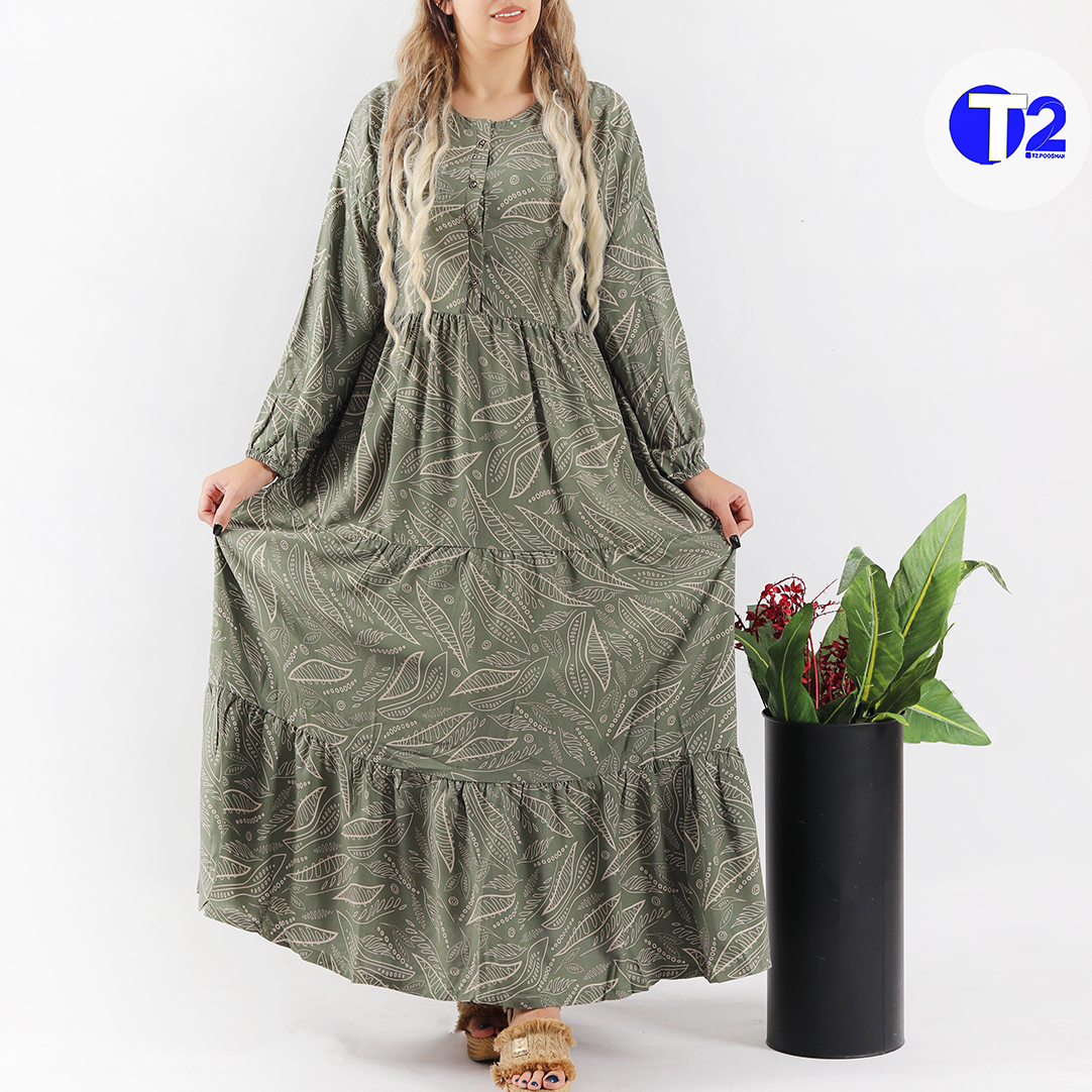 پیراهن ساحلی  آستین بلند سه چین (3409)