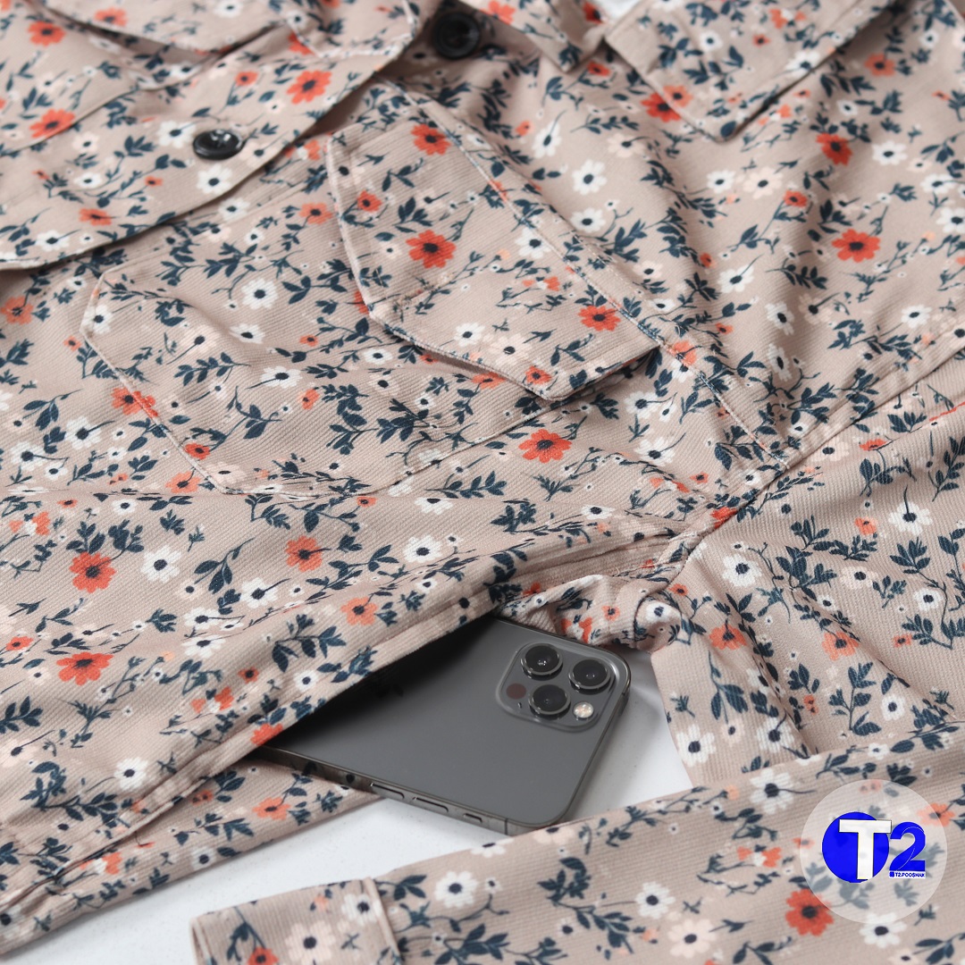 بامبرجکت 4جیب مخمل کبریتی گلدار (3288)