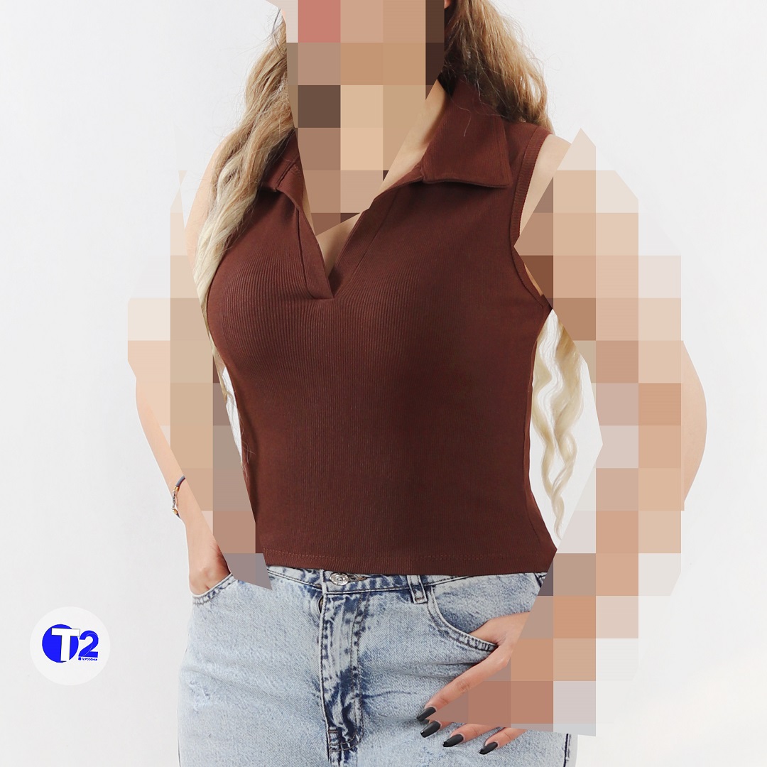  کراپ تاپ یقه شکاری فانریپ پنبه (3244)