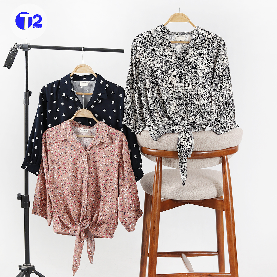 شومیز گره ای گل ریز وارداتی (3518)