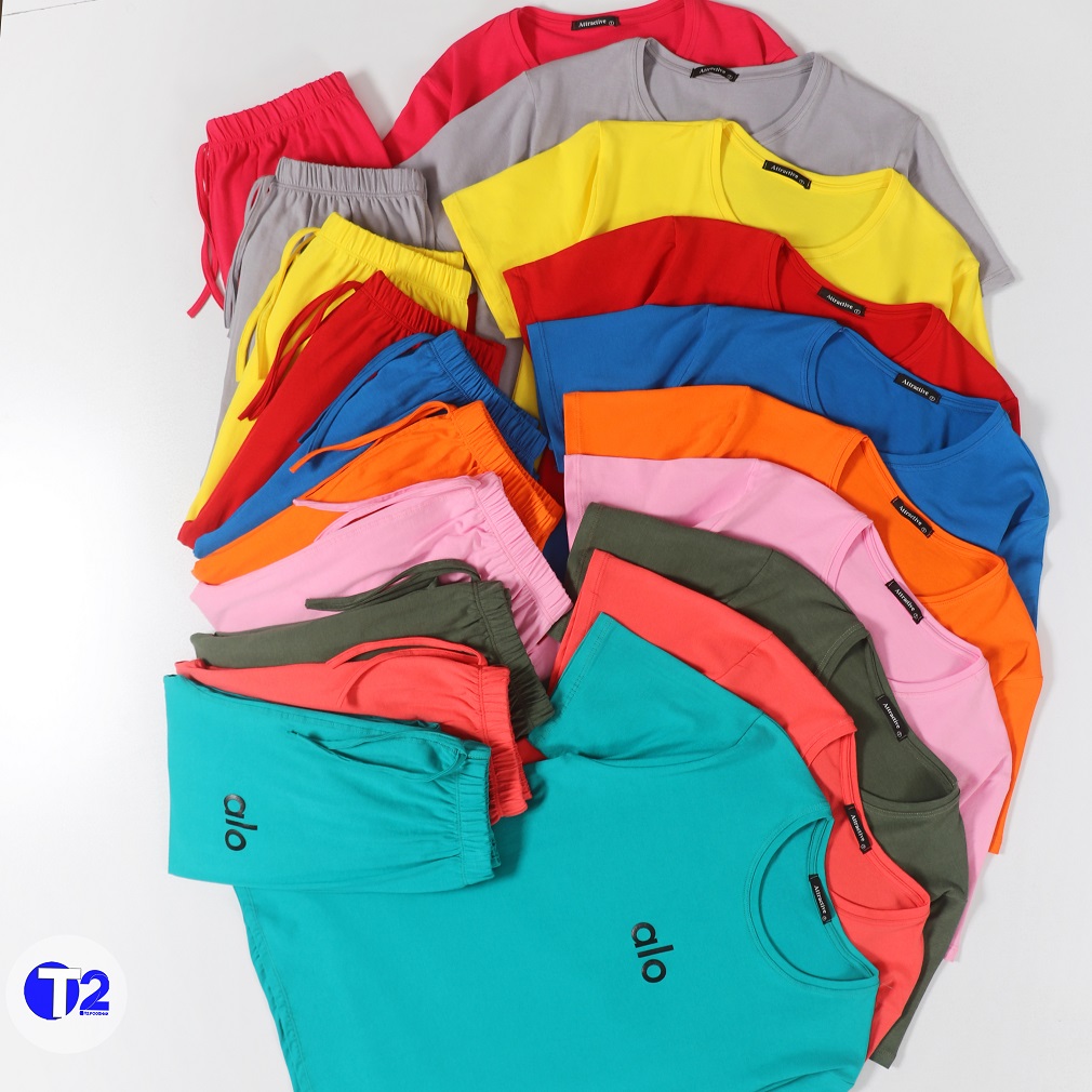 ست تیشرت وشلوار پنبه لاکرا الو (3236)