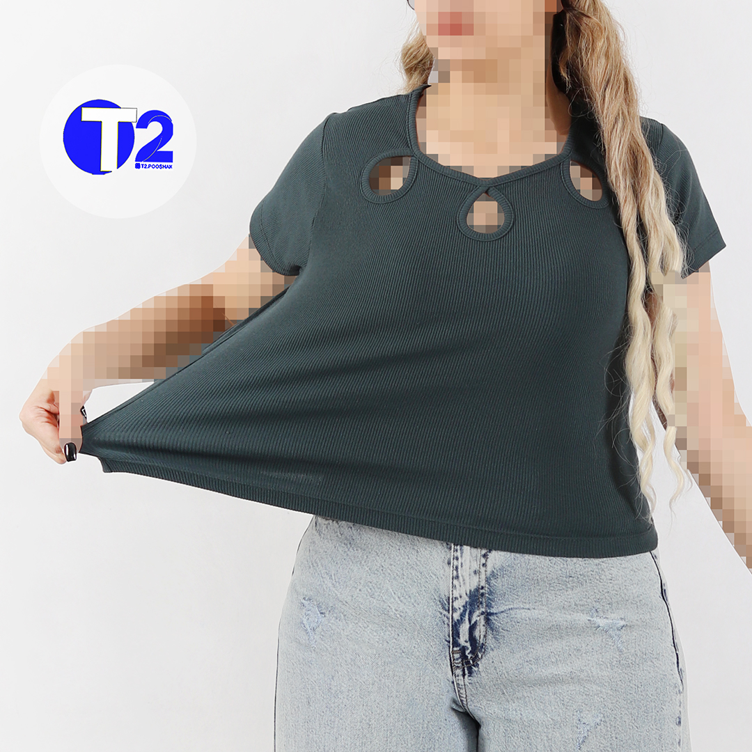 تیشرت کراپ فانریپ سیلوا مدل سینه اشکی (3429)