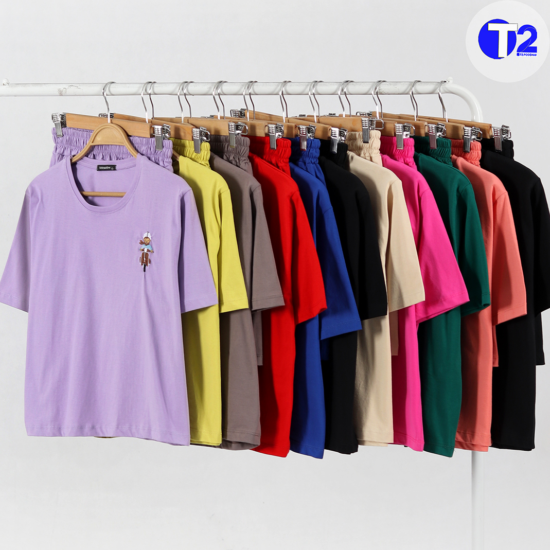 ست تیشرت شلوارک وسپا گلدوزی(3563)