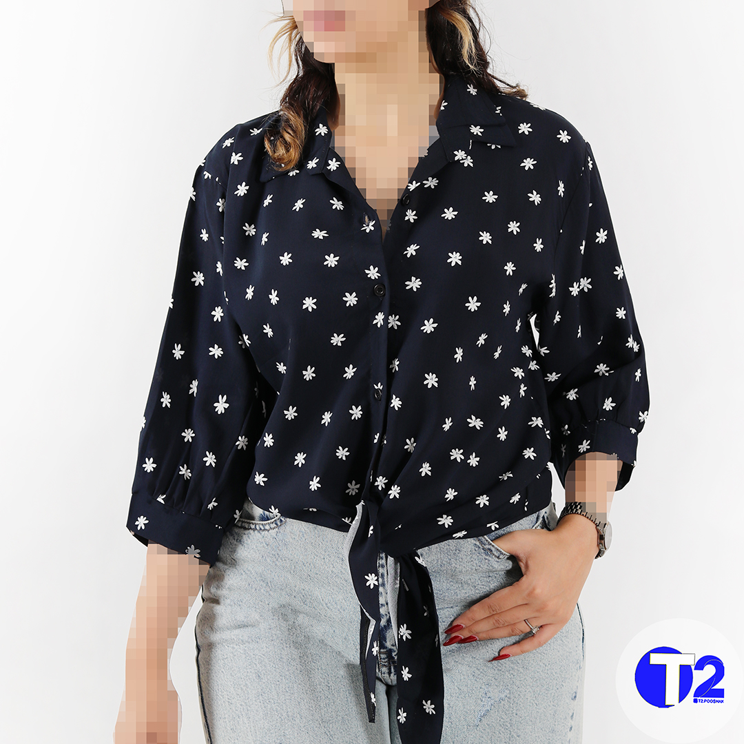 شومیز گره ای گل ریز وارداتی (3518)