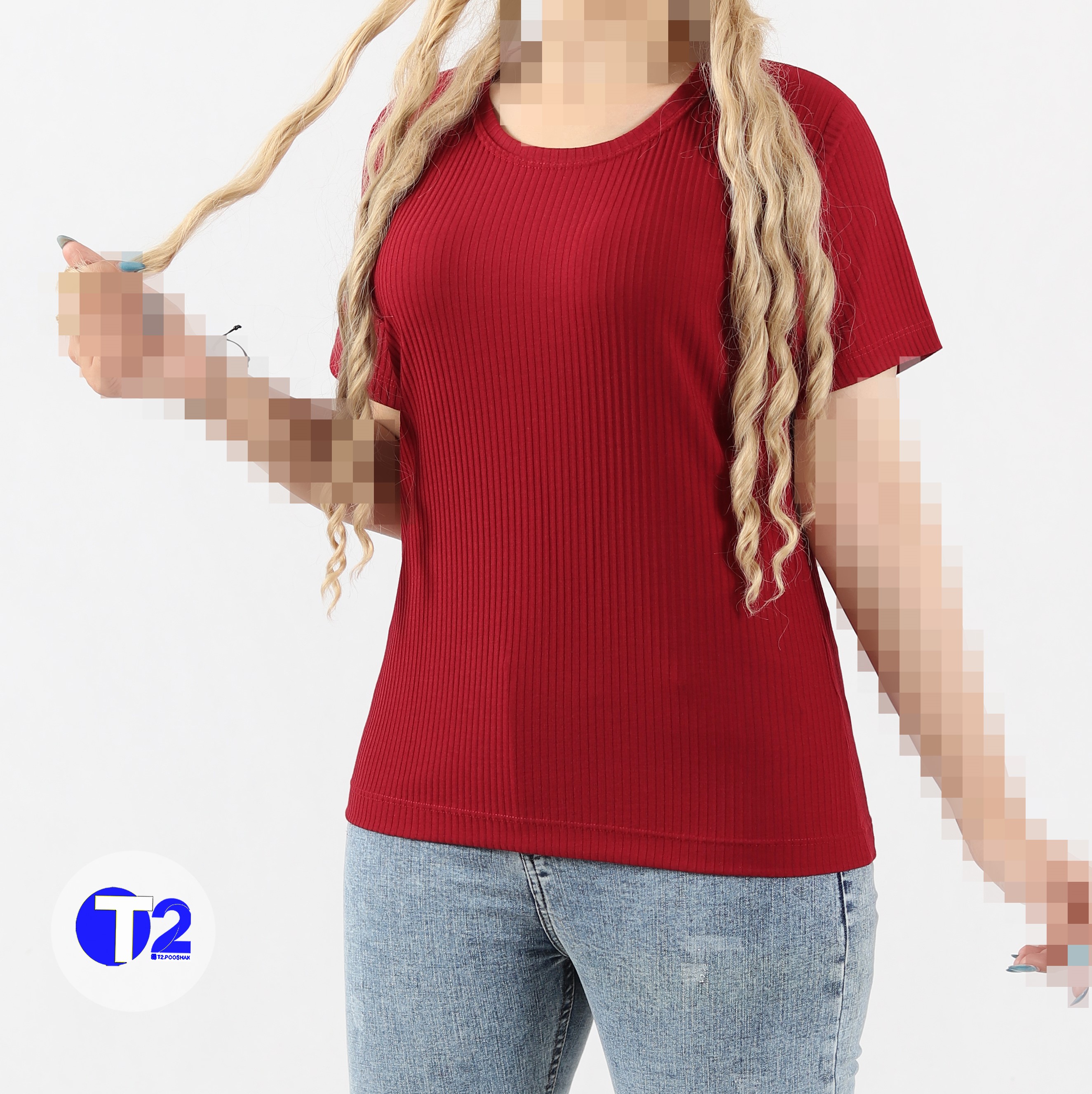 تیشرت یقه گرد کرکره سایزدو  (3530)