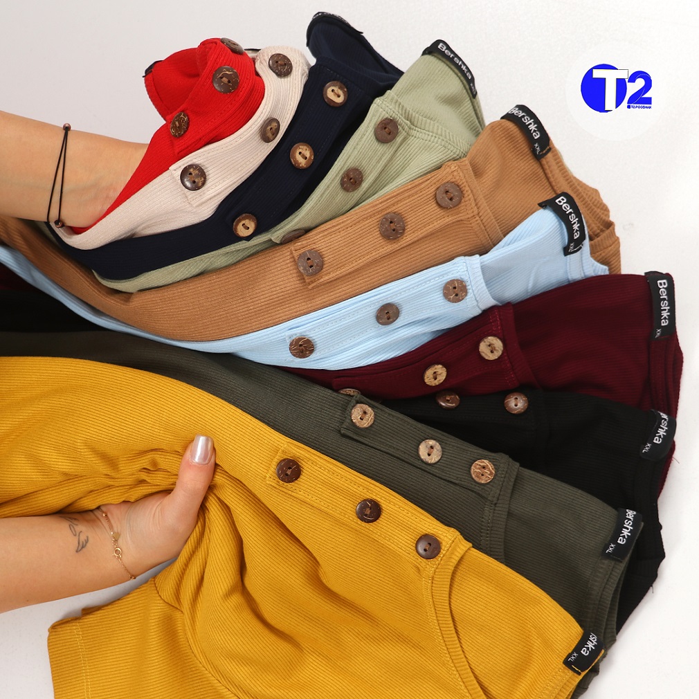 تیشرت جلو دکمه برشکا پک رنگی (3048)