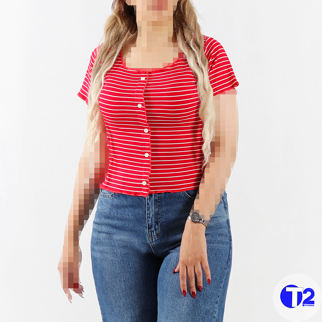 تیشرت کراپ رینگی ژورخورده برشکا پک 5 عددی-یک رنگ تکرار(3501)