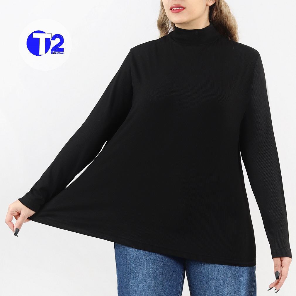 بلوز یقه ایستاده تک مشکی برشکا دو ایکس لارج(3208)