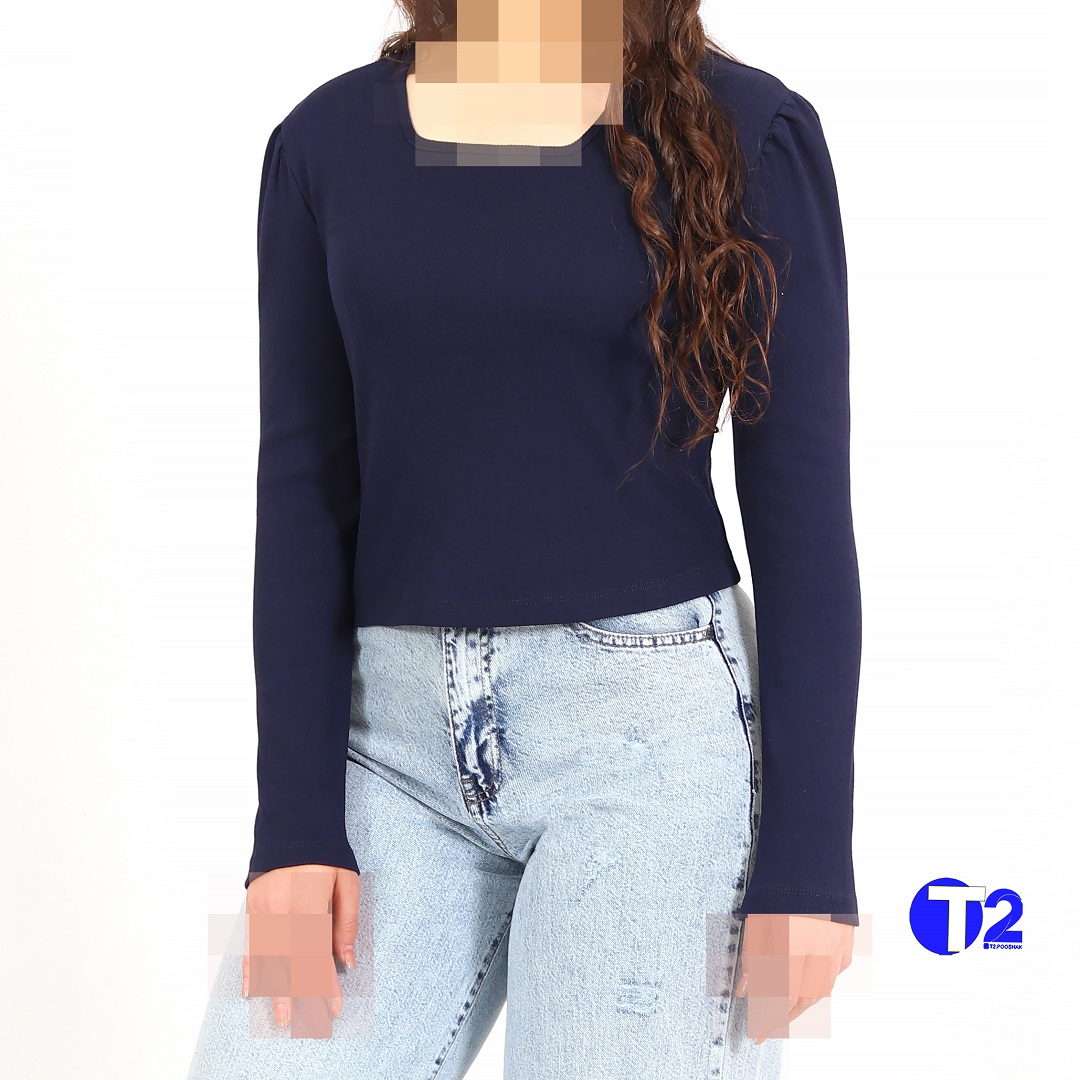 بلوز کراپ آستین پفکی سایز2 (3046)