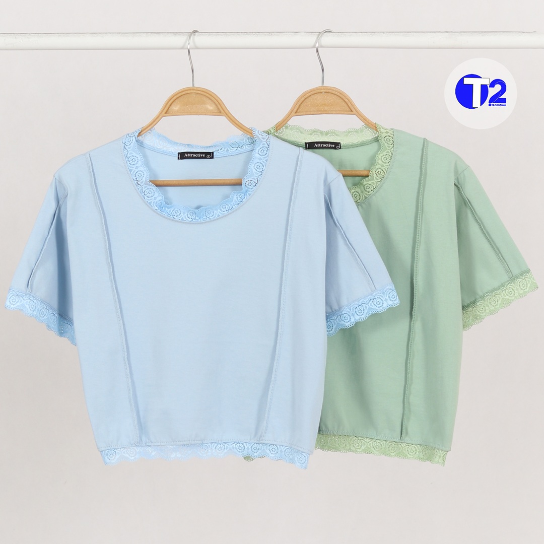 تیشرت کراپ  باکسی گیپوری ساده (3126)