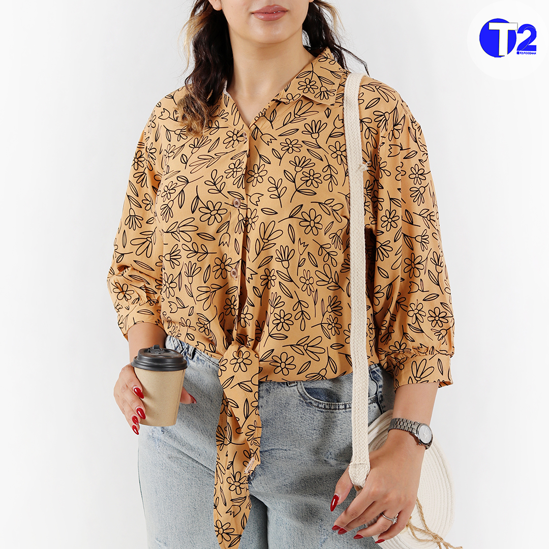 شومیز گره ای گل ریز وارداتی (3518)