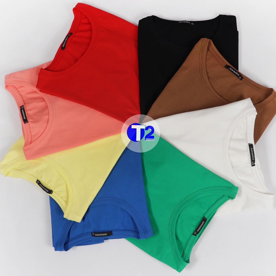 تیشرت کراپ پنبه بیسیک ساده-3 رنگ تکرار (3331)