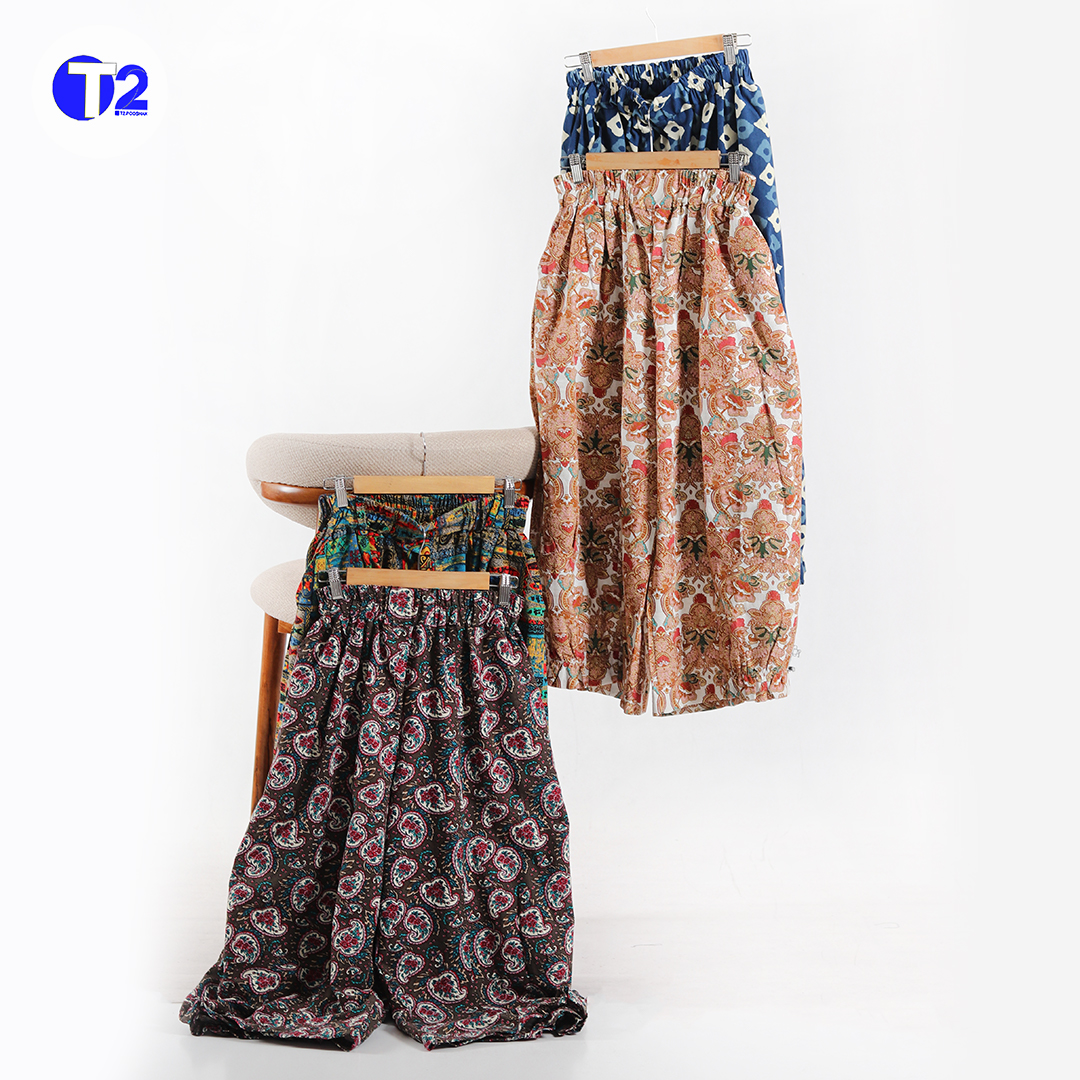 شلوار لینن چاپی پایین چین دار اتنا (3550)