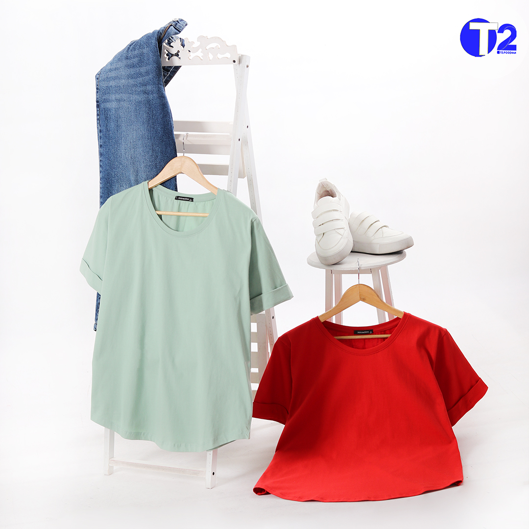 تیشرت بیسیک پایین هلالی (3475)