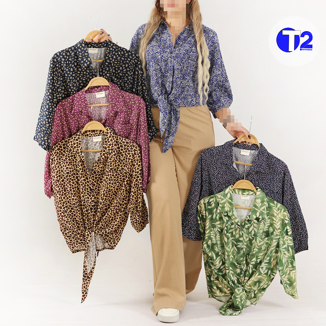 شومیز مانتو پایین گره نخی وارداتی (3398)