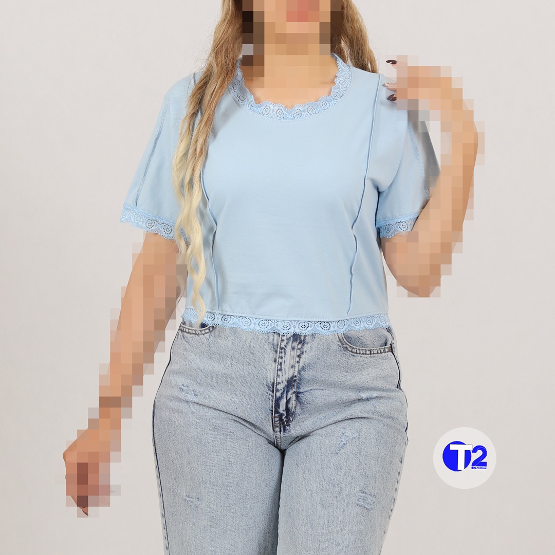 تیشرت کراپ  باکسی گیپوری ساده (3126)