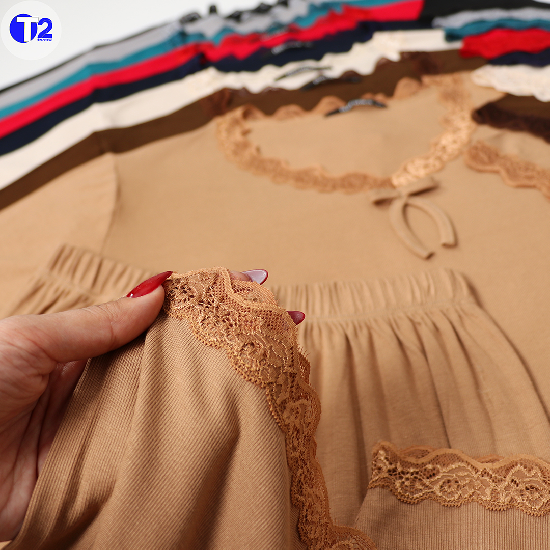 ست تیشرت وشلوارقواره دار پاپایا گیپوری (3489)