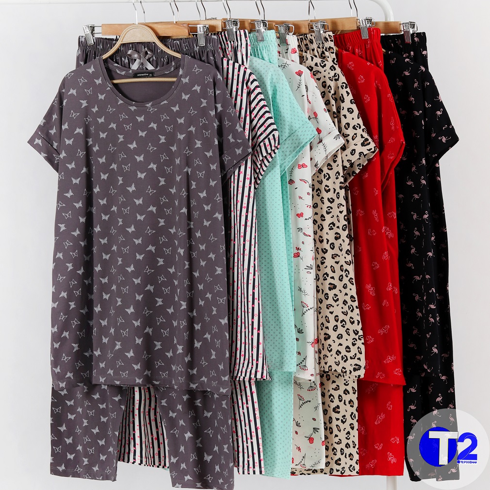 ست تیشرت وشلوار پلاس سایز پنبه لاکرا(3263)