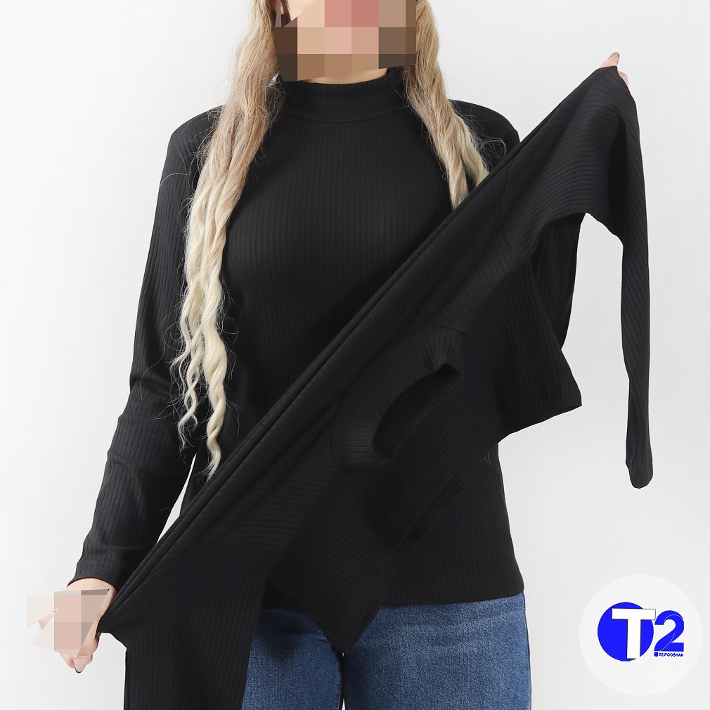 بلوز یقه ایستاده کرکره تک مشکی (3195)