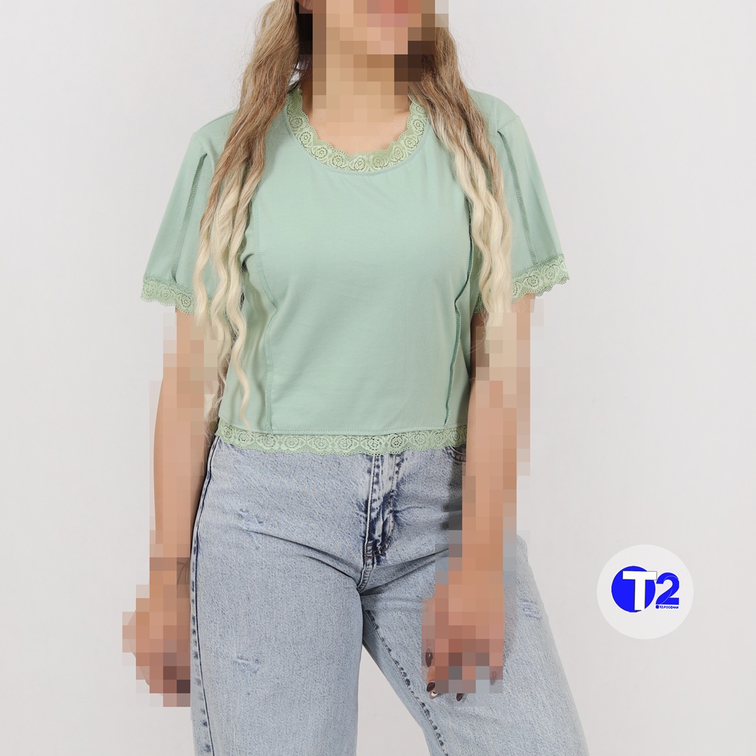 تیشرت کراپ  باکسی گیپوری ساده (3126)