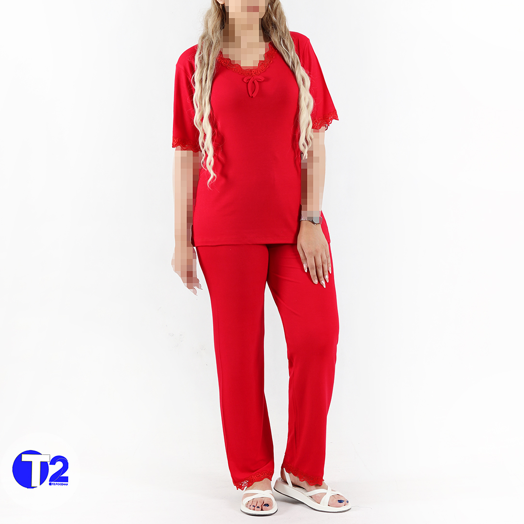 ست تیشرت وشلوارقواره دار پاپایا گیپوری (3489)