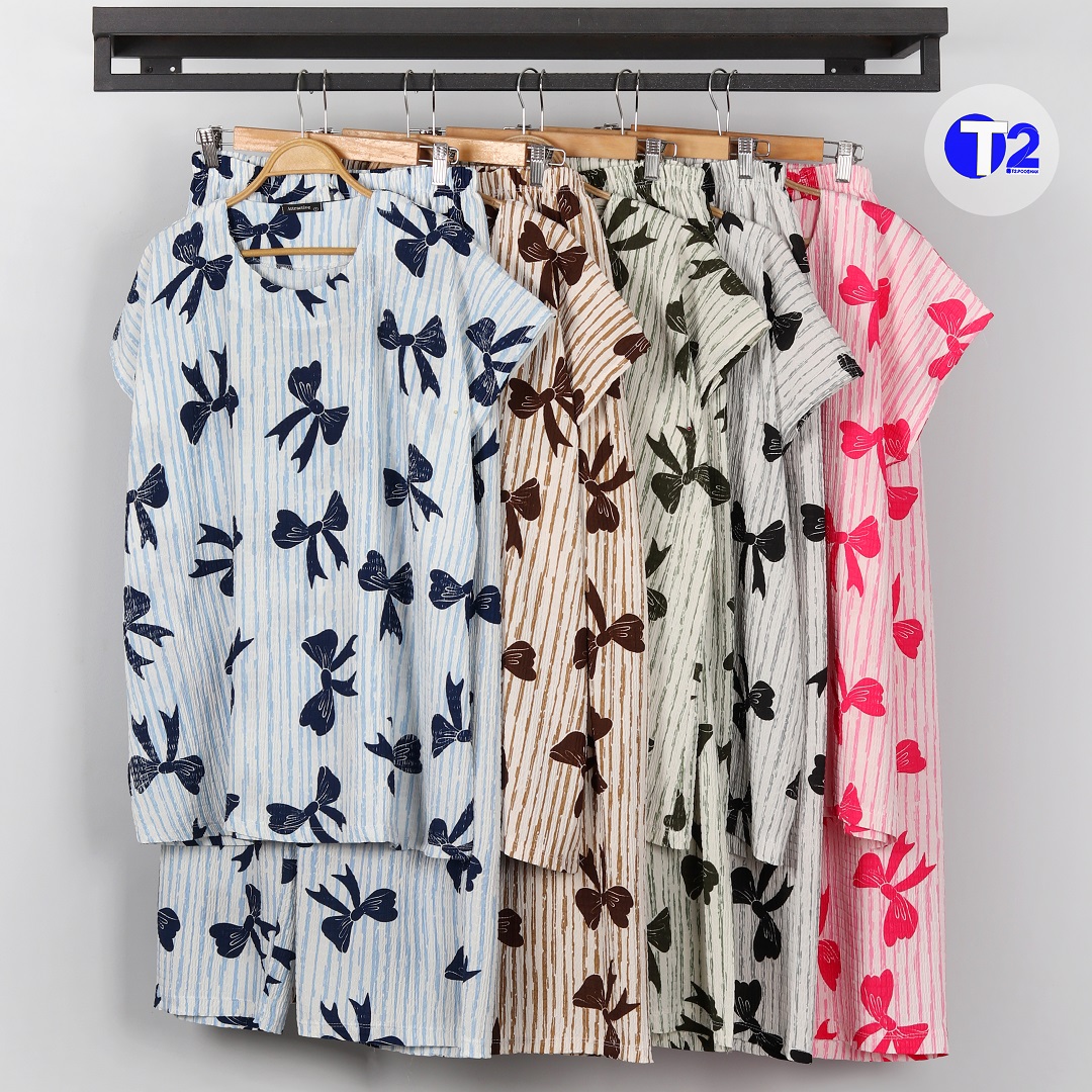 ست تیشرت وشلوار کراش نخ طرح پاپیون(3269)