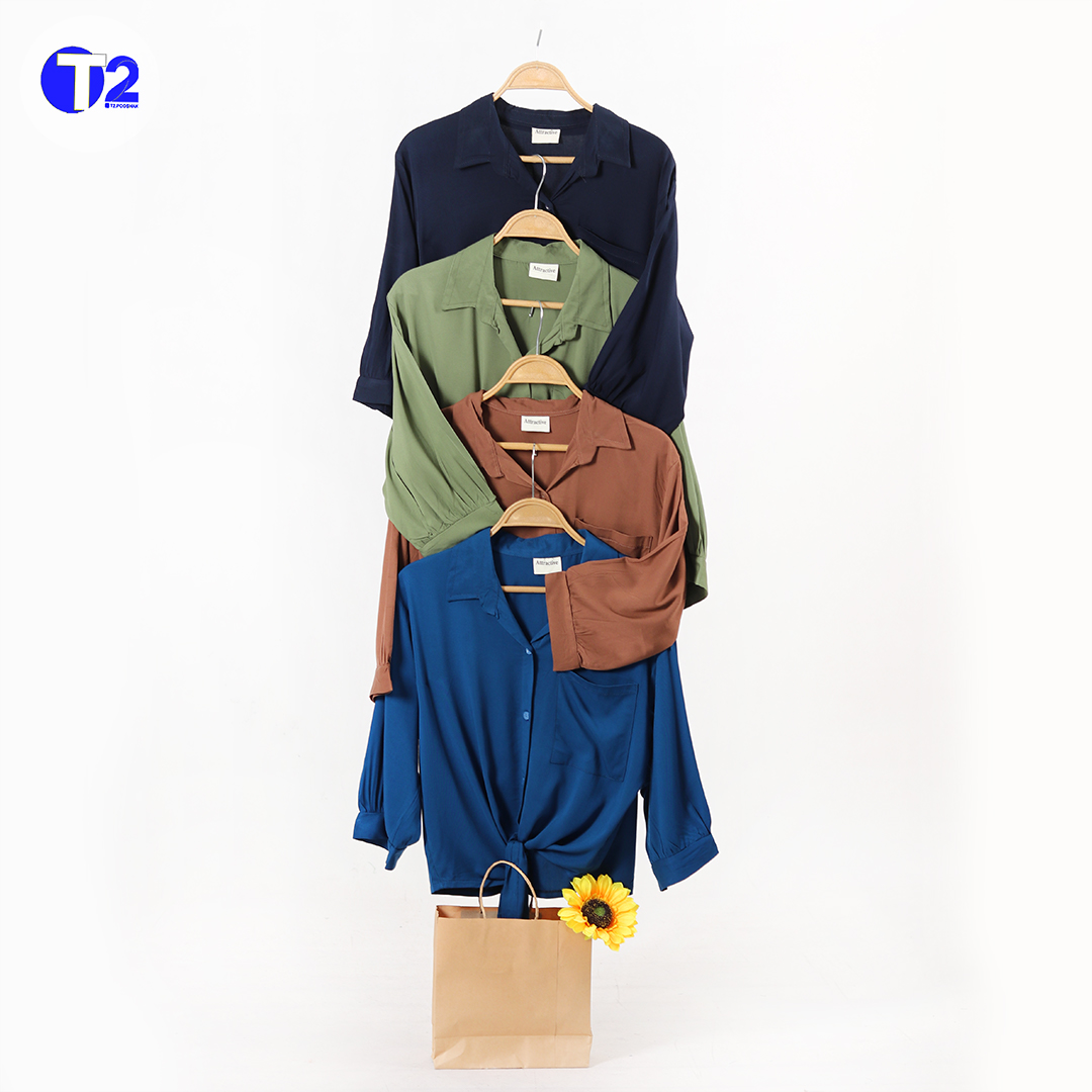 شومیز نخی پایین گره ساده پارچه وارداتی(3505)