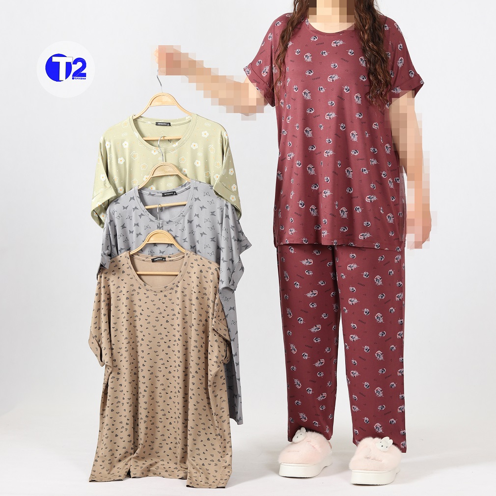 ست تیشرت وشلوارپلاس سایزویسکوز پنبه اعلا (2951)