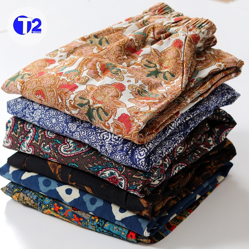 شلوار لینن چاپی پایین چین دار اتنا (3550)