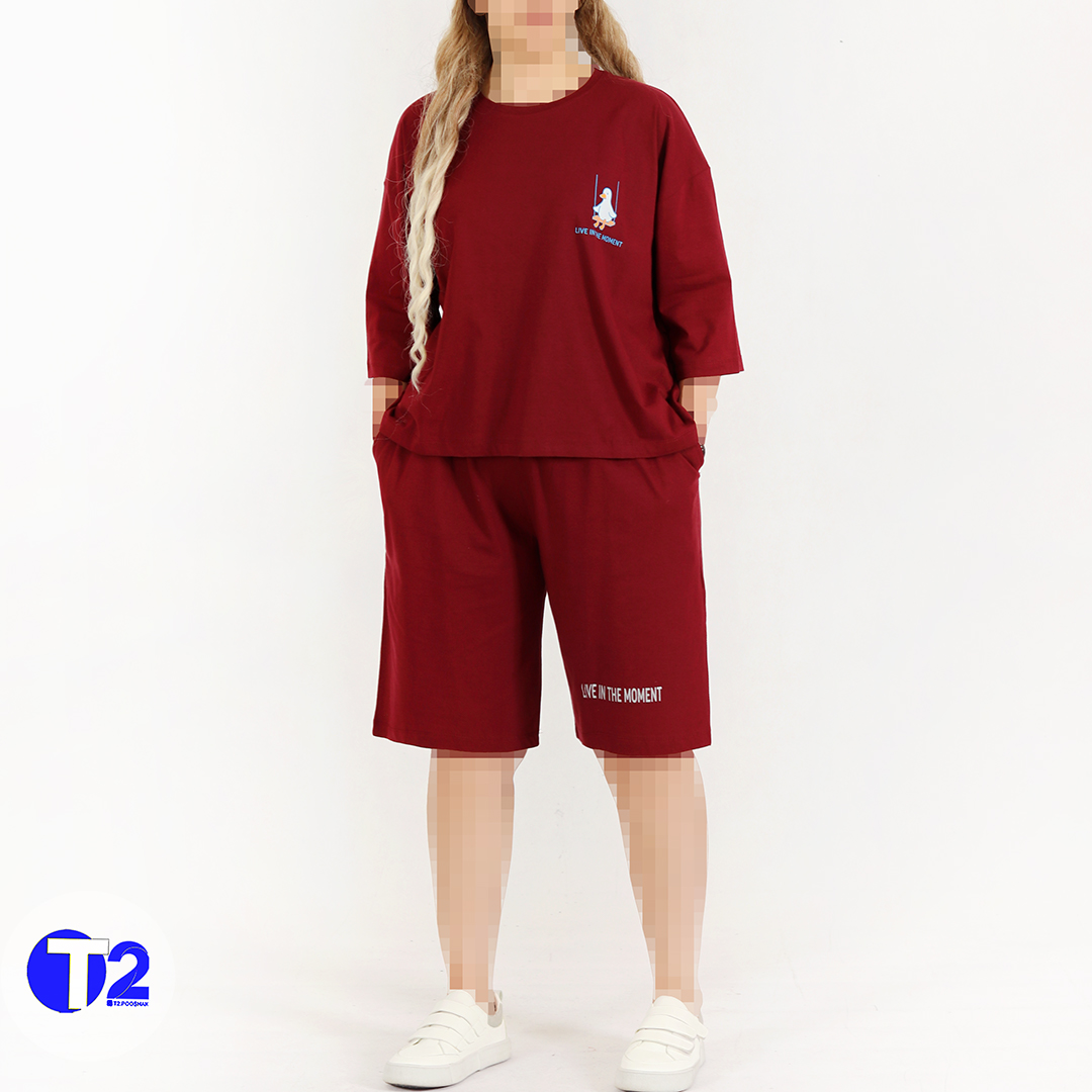 ست تیشرت فول باکسی وشلوارک اردک(3428)