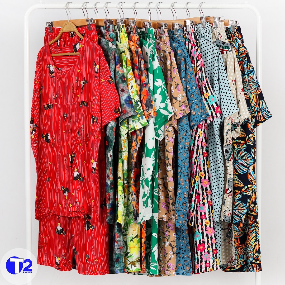 ست تیشرت وشلوار جلوپیله دار نخی سه بعدی (2844)