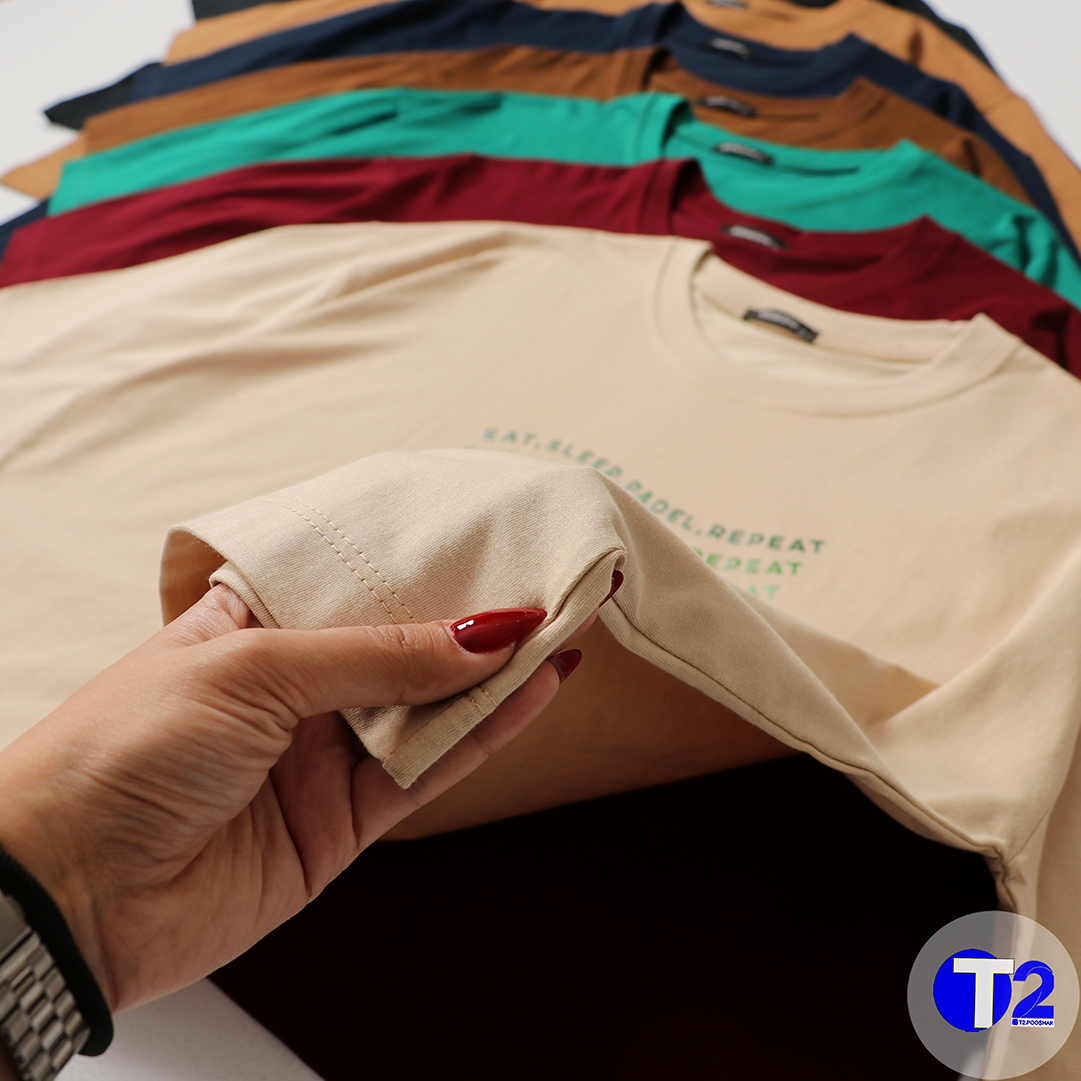 تیشرت فول باکسی  آستین سه ربع پادل(3491)